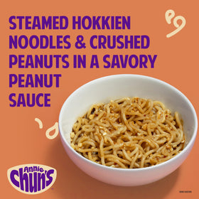 Annie Chun's Peanut Satay Noodle Bowl glossy noodles ready to slurp.