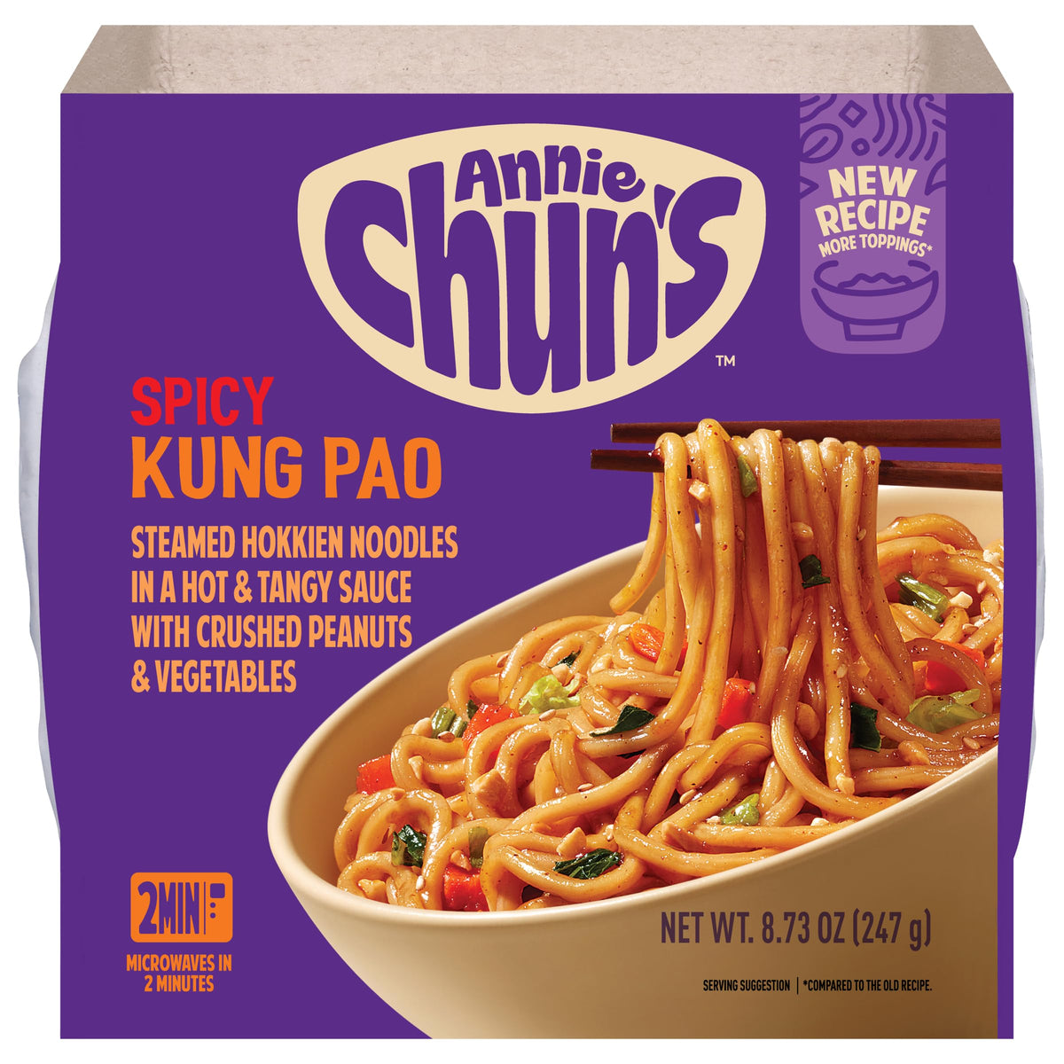 Annie Chun's Kung Pao sauce close-up highlights bold, tangy flavor.