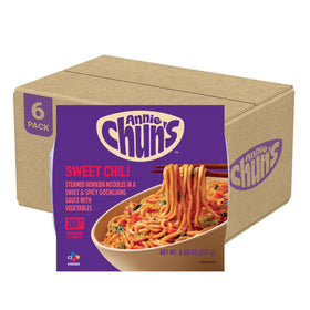 Annie Chun's Sweet Chili Noodle Bowl ready meal with noodles and veggies for quick lunch.