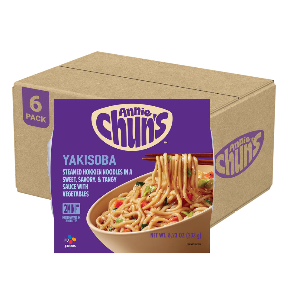 Annie Chun's Yakisoba noodle bowl assembled for a quick, satisfying weeknight meal.