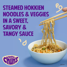 Annie Chun's Yakisoba noodle bowl ready to microwave in minutes for busy days.