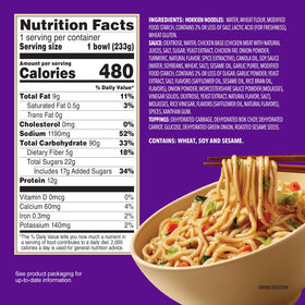 Annie Chun's Yakisoba noodle bowl with sesame seeds garnish for flavor pop.