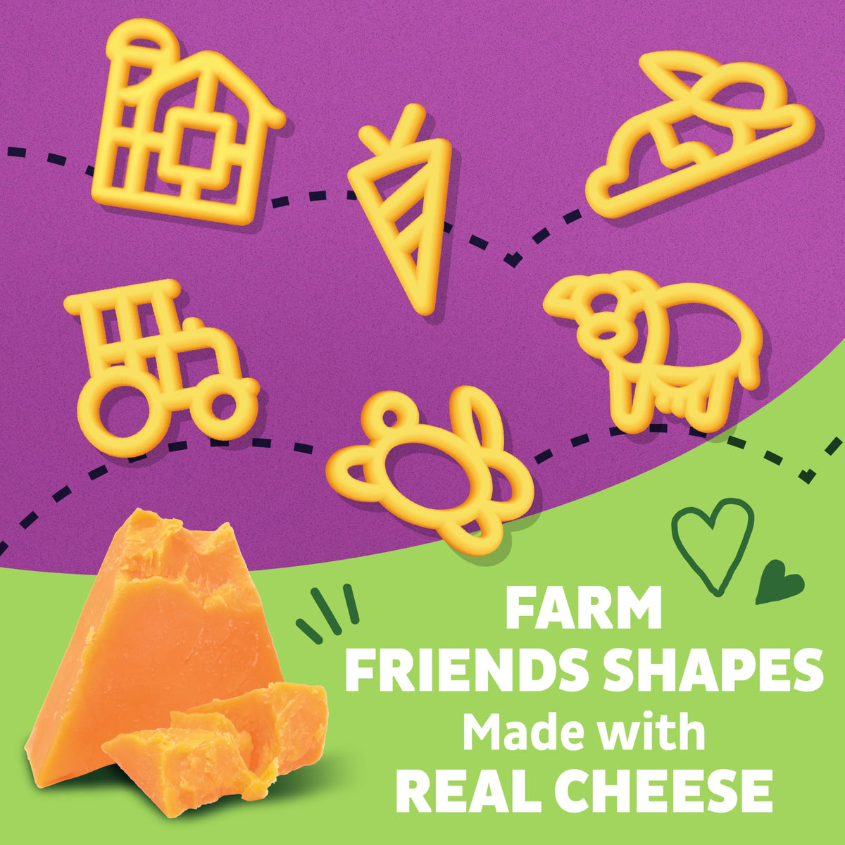 Annie's Farm Friends and Cheddar animal shapes offer kid-friendly cheese flavors.