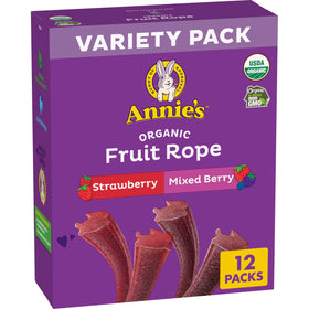 Annie's Fruit Rope Strawberry Bunny Shape — tasty lunchbox snack with real fruit.