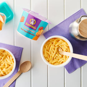Annie's gluten-free rice pasta aged cheddar, creamy texture for family meals