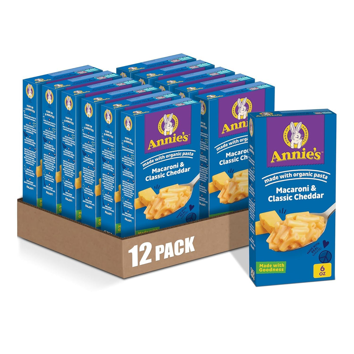 Annie's Macaroni with Classic Cheddar elbow pasta ready for a family meal