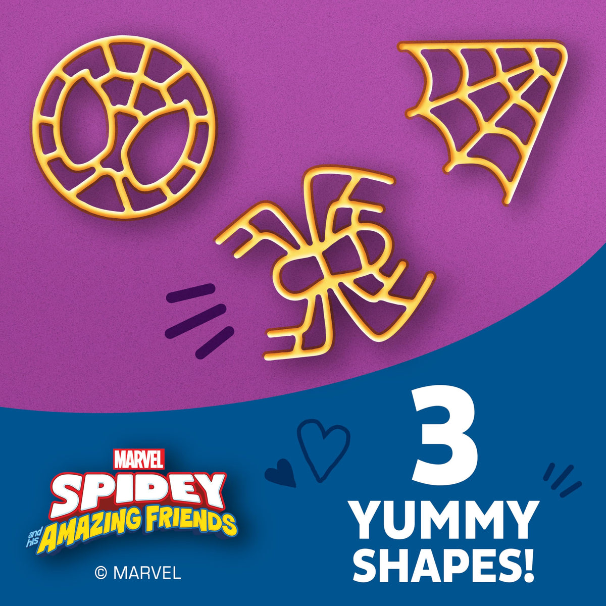 Annie's Marvel Spidey box back with shapes and nutrition notes.