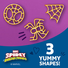 Annie's Marvel Spidey box back with shapes and nutrition notes.