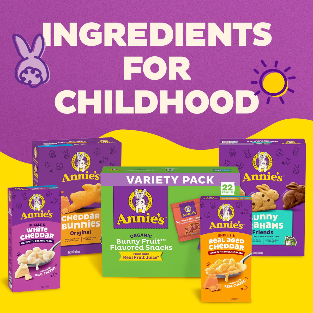 Pouch-packed Annie's Bunny Snacks fits easily into lunchboxes and backpacks.