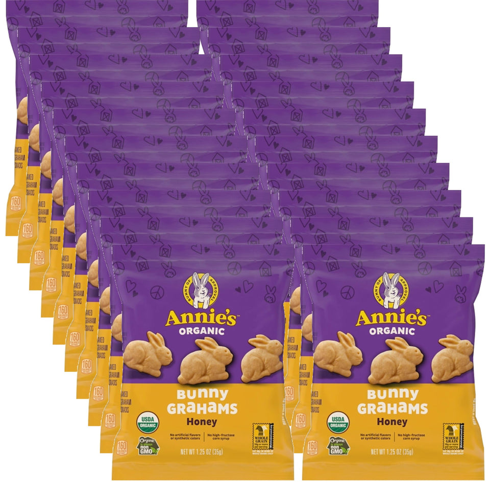 Annie's Honey Bunny Grahams pack, convenient lunchbox snack with organic ingredients.