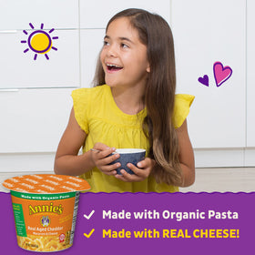 Annie's Real Aged Cheddar Mac Cup fill line guidance for water addition