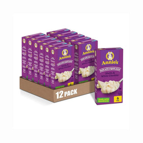 Annie's Shells and White Cheddar box on shelf, quick family dinner option