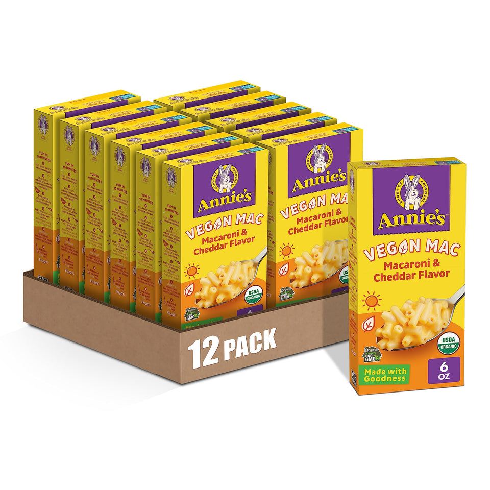 Annie's Vegan Mac and Cheddar box pack for easy weeknight dinners