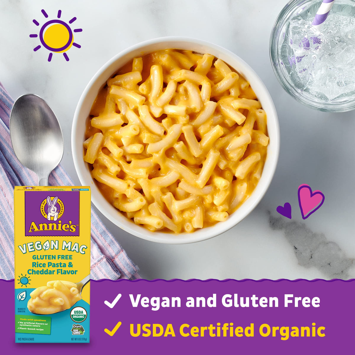 Annie's Vegan Mac cooking steps show a quick, nine-minute prep for busy evenings.