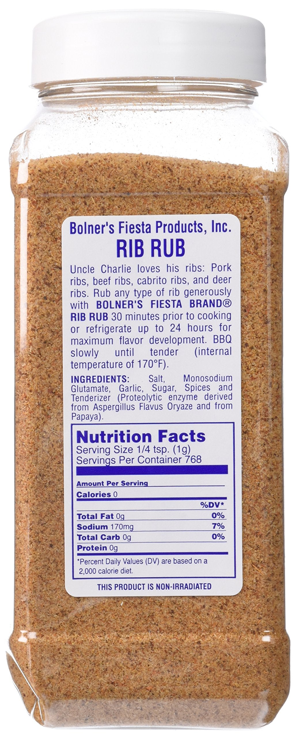 Bolner's Fiesta Rib Rub 20oz close-up for flavorful grilling