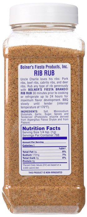Bolner's Fiesta Rib Rub 20oz close-up for flavorful grilling