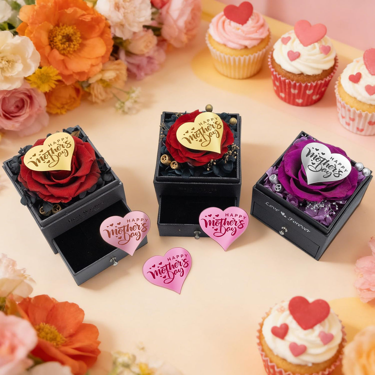 Ansee heart-shaped topper with Happy Mother's Day accent.