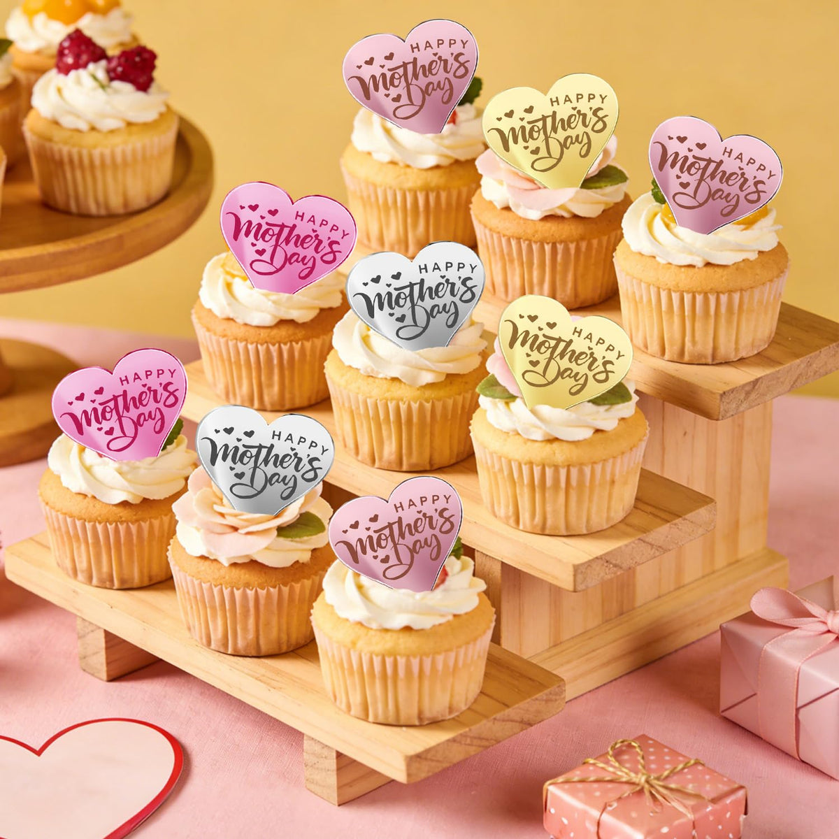 Ansee magenta mirror acrylic topper brightens dessert displays.