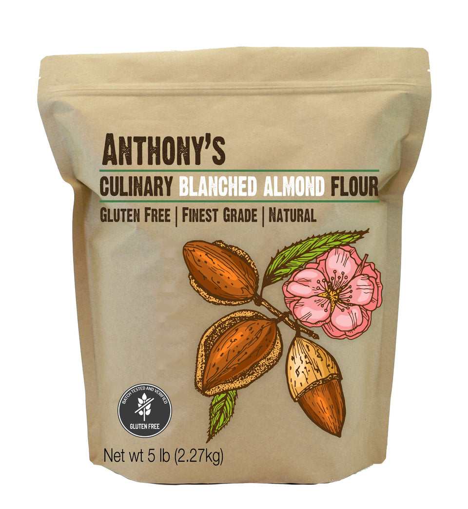 Anthony's Blanched Almond Flour bag closeup for gluten-free baking.