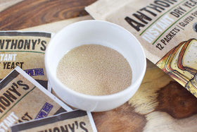 Anthony's yeast packets on a kitchen counter simplify batch baking workflows.