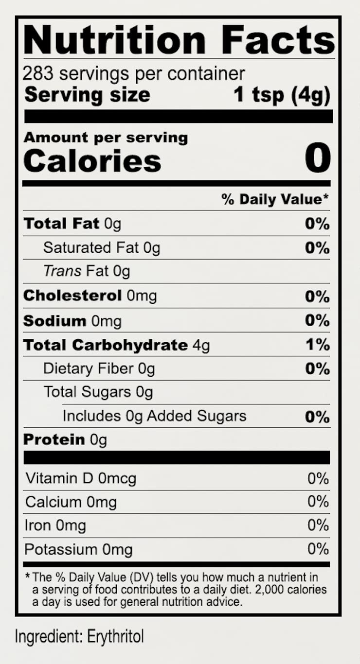 Anthony's erythritol granules table sugar substitute for healthier desserts.