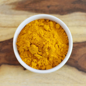 Anthony's glass jar of turmeric powder displays purity and convenient pantry storage