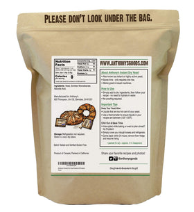 Anthony's gluten-free dry yeast packaging label showing gluten-free assurance for safe baking.
