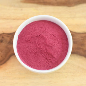 Close-up of Anthony's Organic Blueberry Powder showing freeze-dried berries