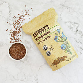 Anthony's Organic Brown Flaxseed pantry display for plant-based meals