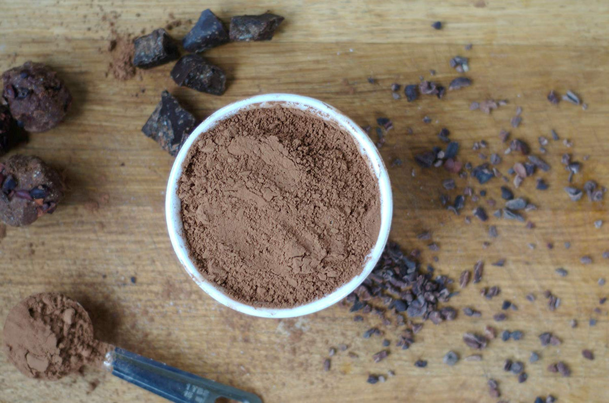 Anthony's Organic Cocoa Powder dark color enhances brownies and cakes.