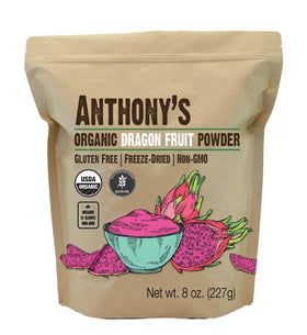 Anthony's Dragon Fruit Powder bottle ready for smoothies and colorful bowls.