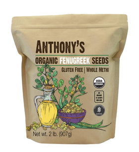 Anthony's Organic Fenugreek Seeds in a bag for pantry storage and everyday cooking.