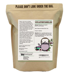 Anthony's Organic Hibiscus Flowers from Egypt origin for authentic flavor.