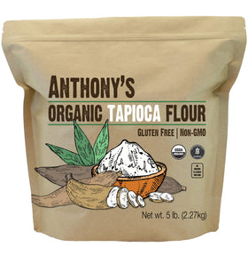 Anthony's Organic Tapioca Flour Starch label on 5lb bag