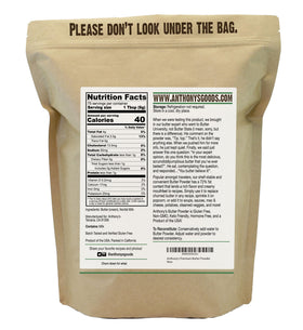 Anthony's Premium Butter Powder highlights 72% fat content for rich flavor.