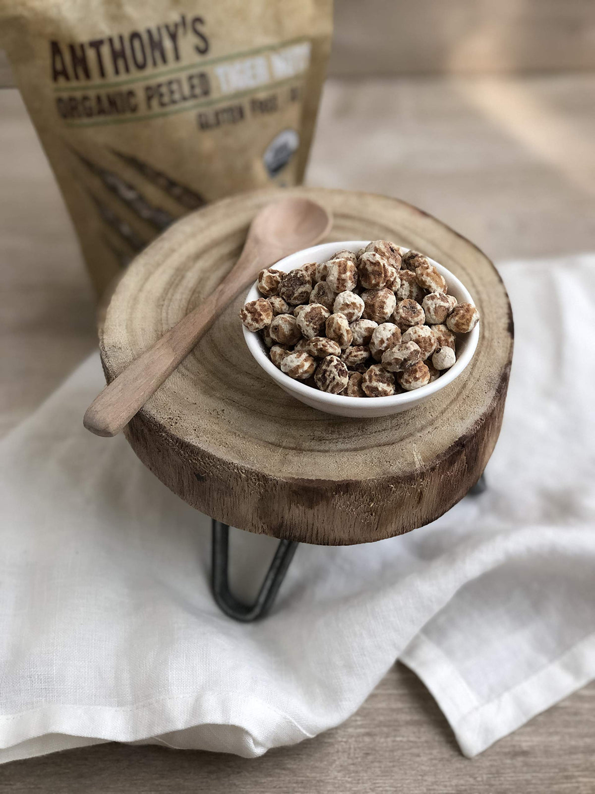 Tiger nuts sprinkled on salads by Anthony's for crunch and plant-based nutrition