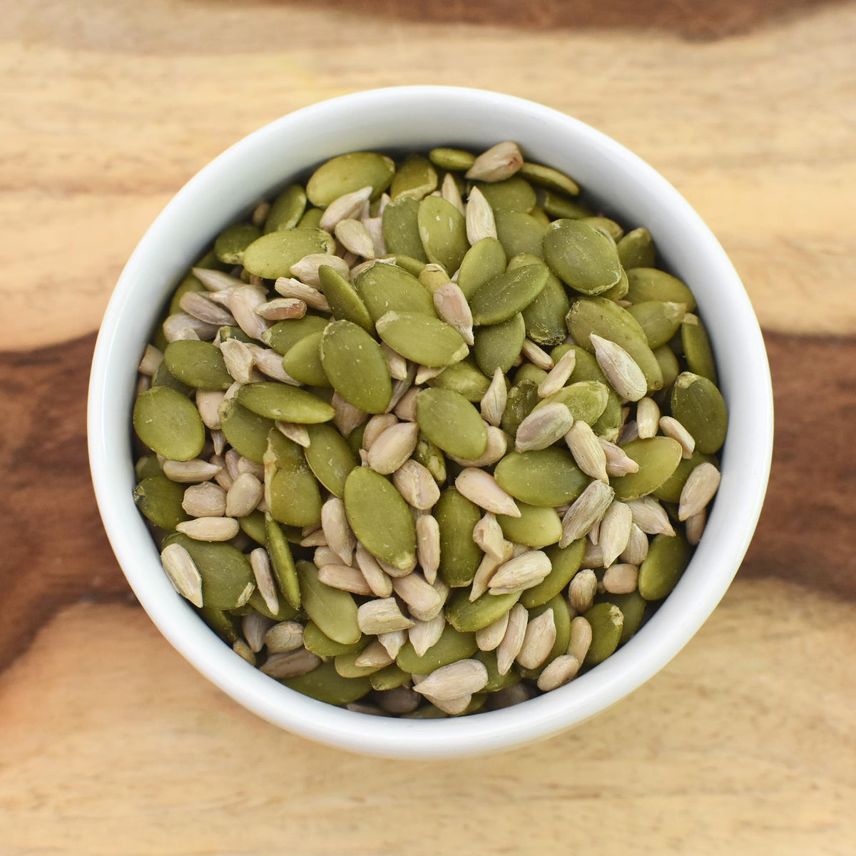 Close-up of Anthony's unsalted, gluten-free, non-GMO seeds in the mix.