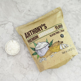 Anthony's Arrowroot flour dough-batter elastic texture aids gluten-free recipes.