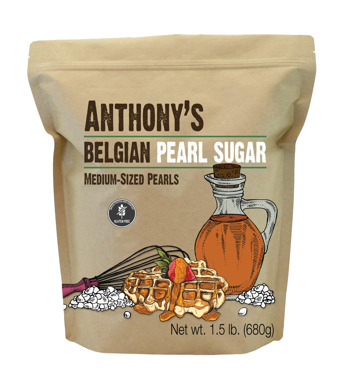 Anthony's Belgian pearl sugar 1.5 lb bag ready for authentic Liege waffles