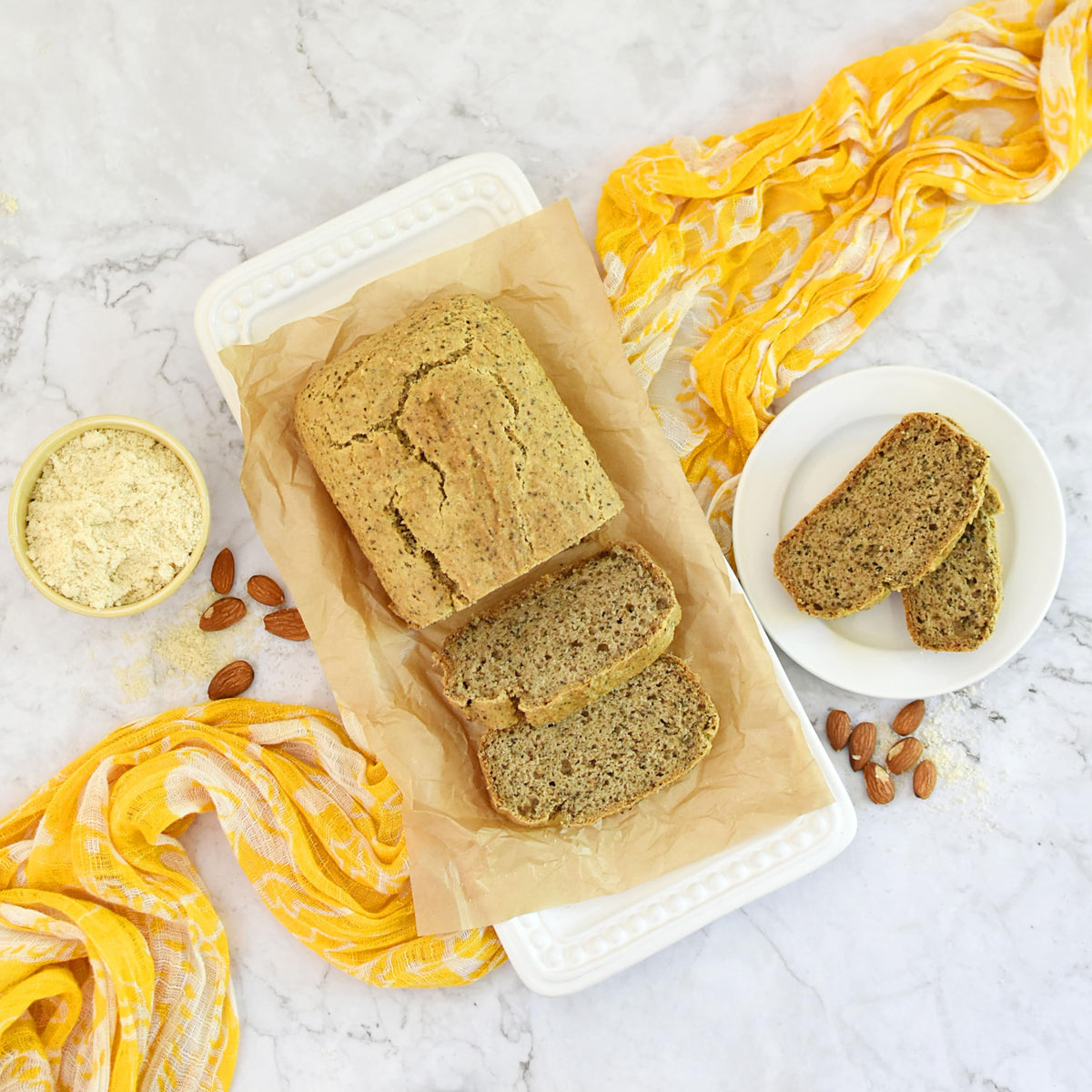 Sealed storage can of Anthony's Blanched Almond Flour for freshness