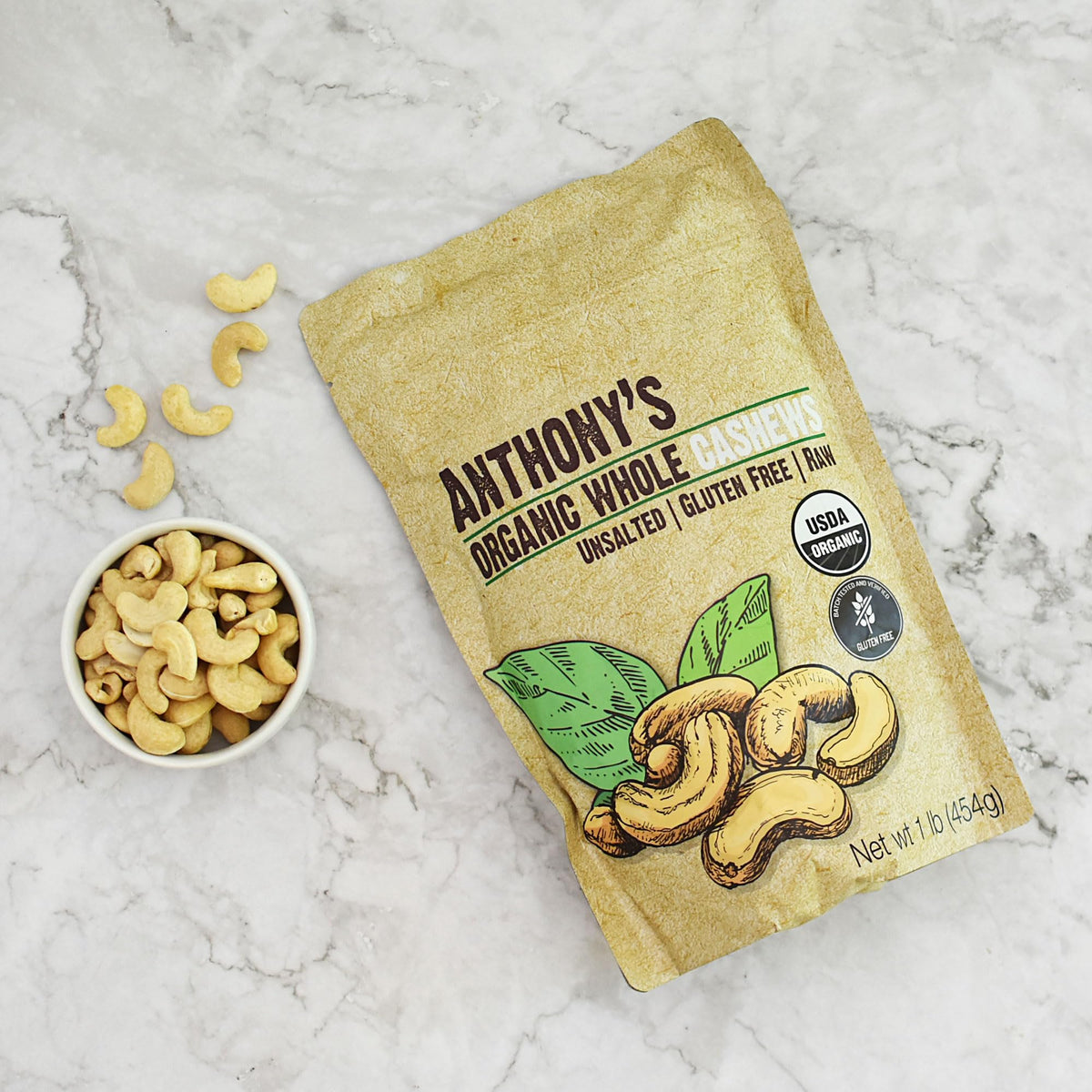 Anthony's cashews sprinkled on dessert illustrate versatile topping