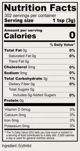 Anthony's Erythritol Powder jar label shows gluten-free and additive-free status.