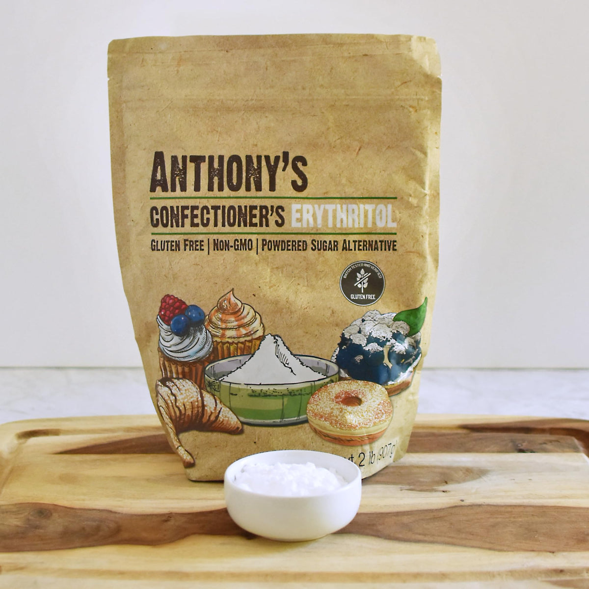 Anthony's Erythritol Powder packaging on shelf.