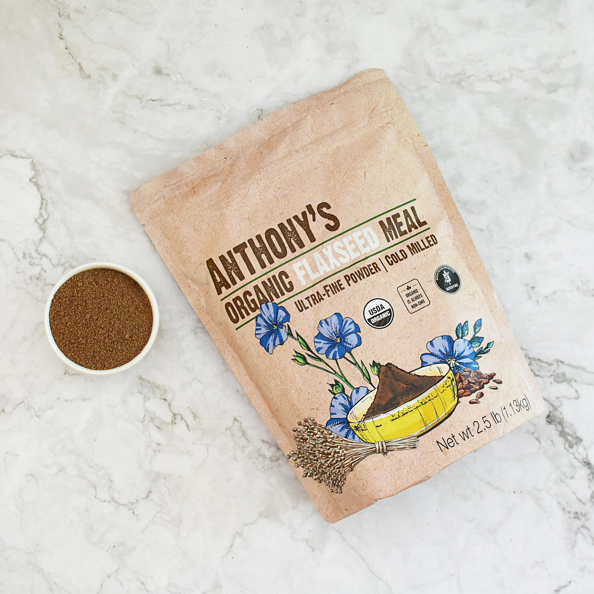 Canada-produced flaxseed meal from Anthony's gluten-free non-GMO