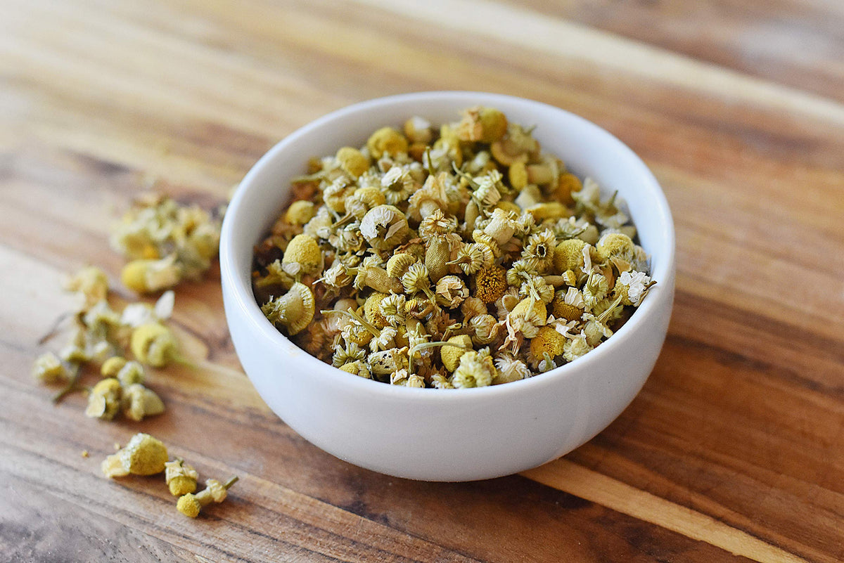 Anthony's Organic Chamomile Flowers ready for DIY aromatherapy blends and soothing teas.