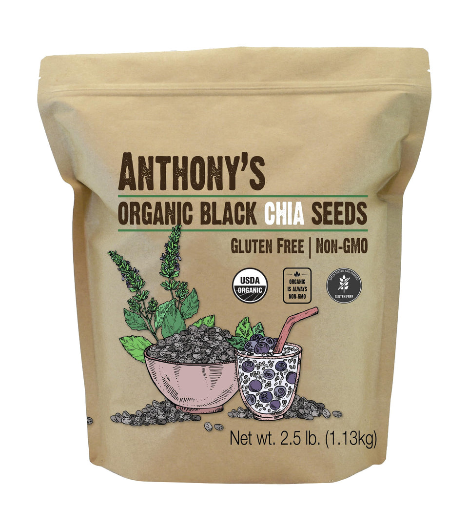 Anthony's Organic Chia Seeds bag—premium gluten-free pantry staple for smoothies