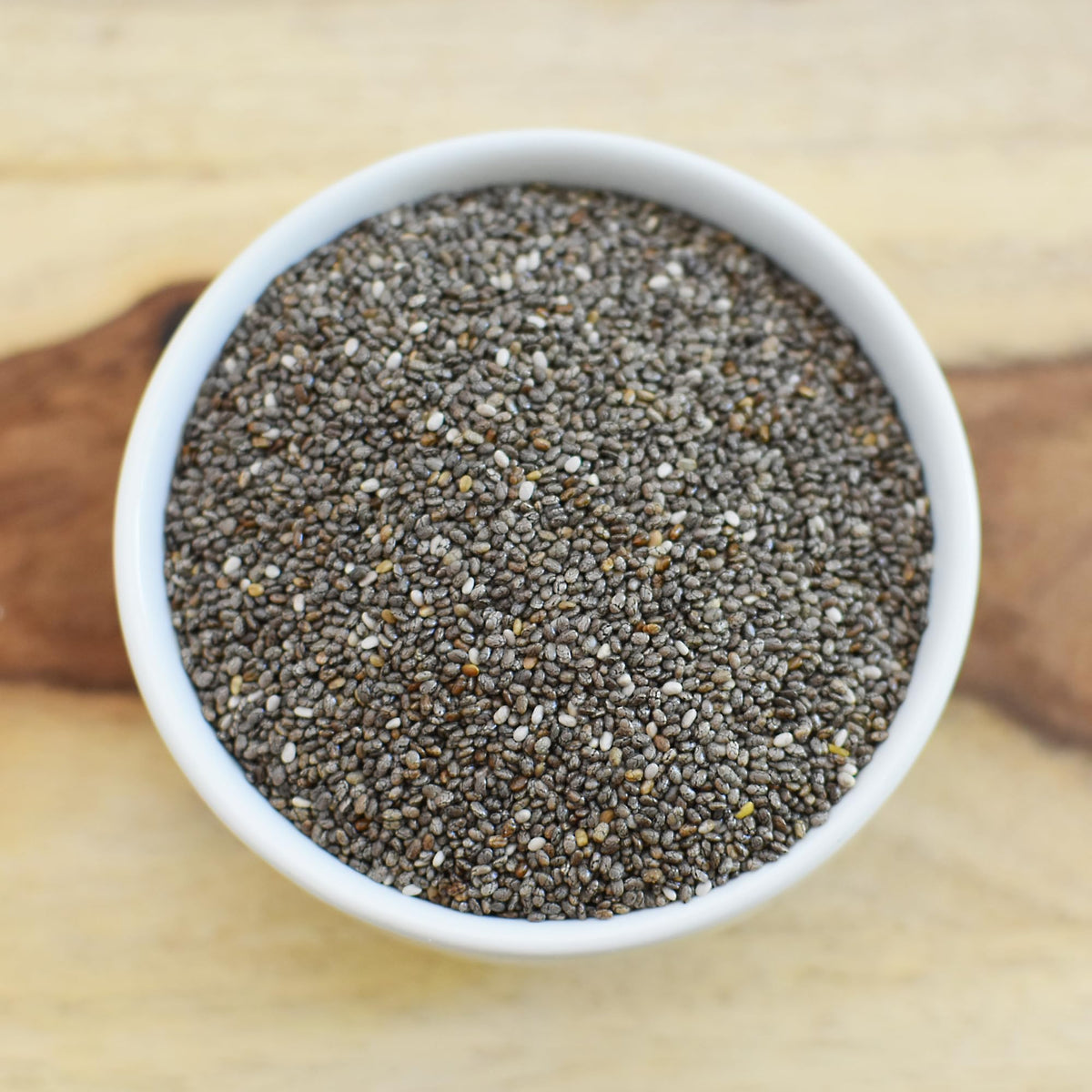Anthony's Organic Chia Seeds sprinkled on oats—adds crunch and nutrition