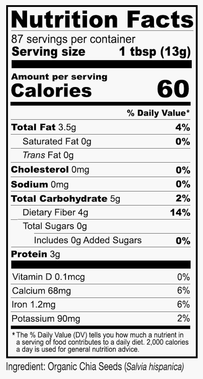 Anthony's Organic Chia Seeds gel forms when soaked, ideal for vegan substitutes