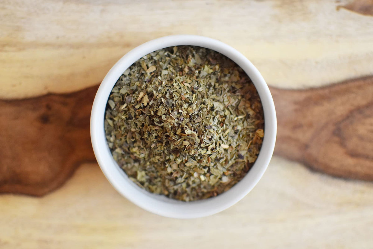 Anthony's Basil Leaves in serving bowl ready to flavor sauces and vegetables.