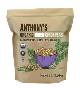 Anthony's Organic Dried Chickpeas bulk bag for versatile cooking and meal prep